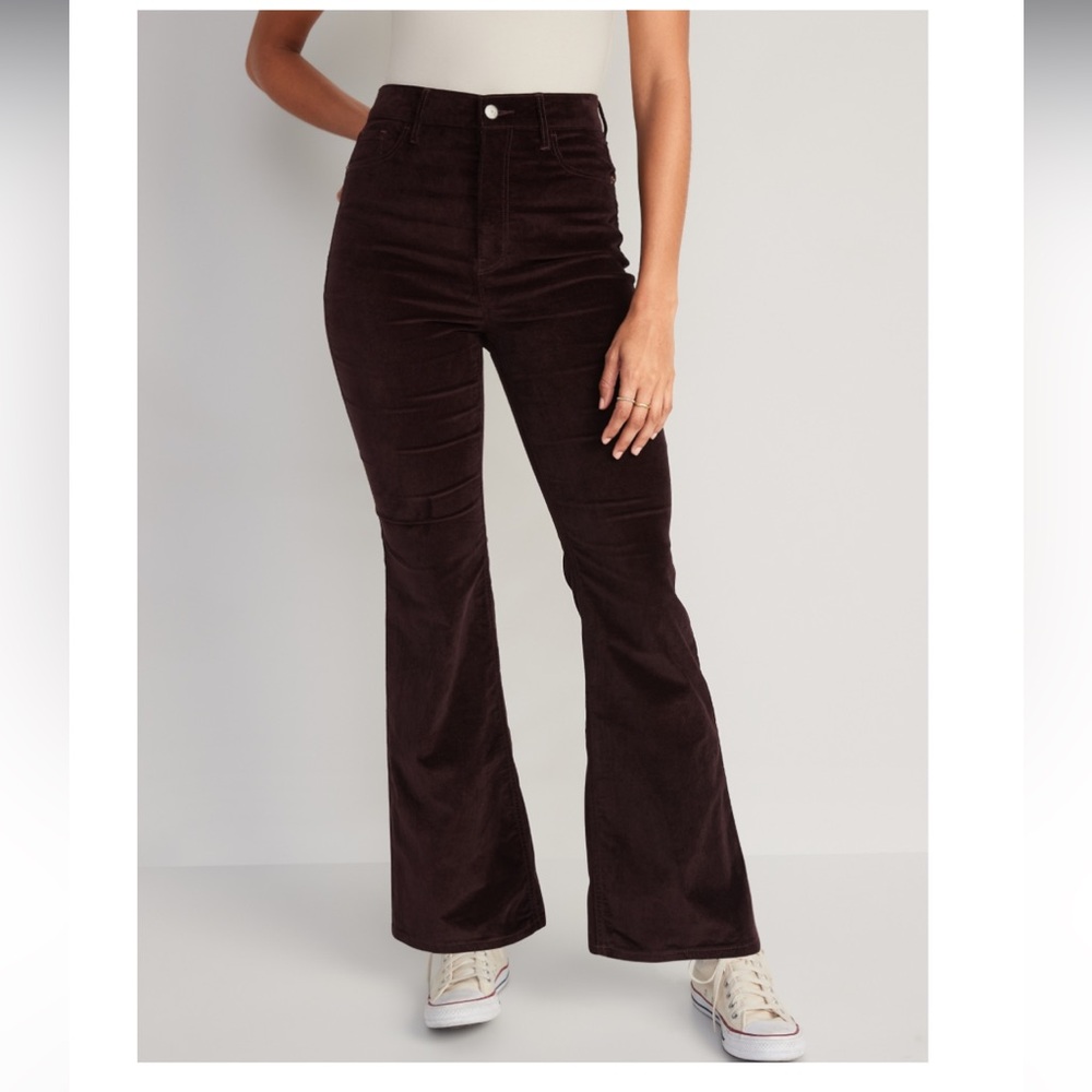 Old Navy Higher High-Waisted Velvet Flare Pants for Women NWT Sz 6